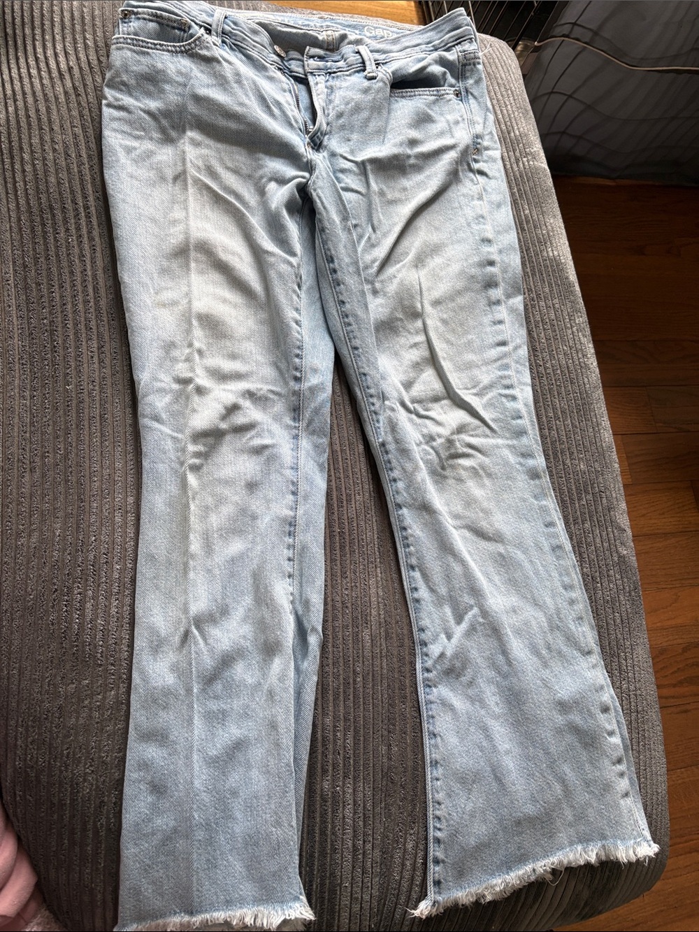 GAP Light Blue Flare Jeans with Frayed Hem
